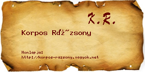 Korpos Rázsony névjegykártya